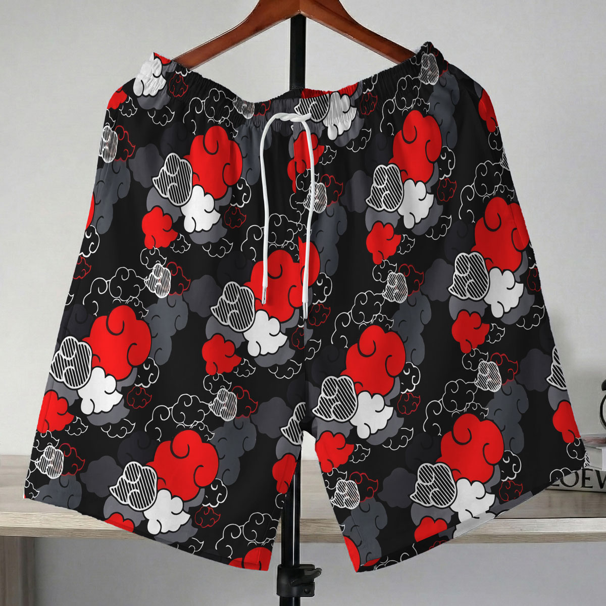 Naruto Akatsuki Red Cloud Pattern Shorts 3 Naruto Akatsuki Red Cloud Pattern Shorts