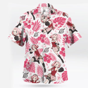 Naruto Sakura Haruno Pink Floral Hawaiian Shirt