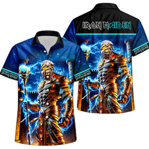 Personalized Iron Maiden Powerslave Eddie Blue Hawaiian Shirt