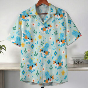 Pokemon Cute Mudkip Floral Mint Hawaiian Shirt