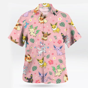 Pokemon Eevee Evolutions Tropical Pink Hawaiian Shirt