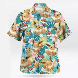 Pokemon Eevee Tropical Flowers Hawaiian Shirt