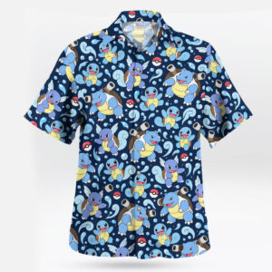 Pokemon Squirtle Evolution Navy Blue Hawaiian Shirt