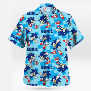 Sonic the Hedgehog Blue Checkered Hawaiian Shirt